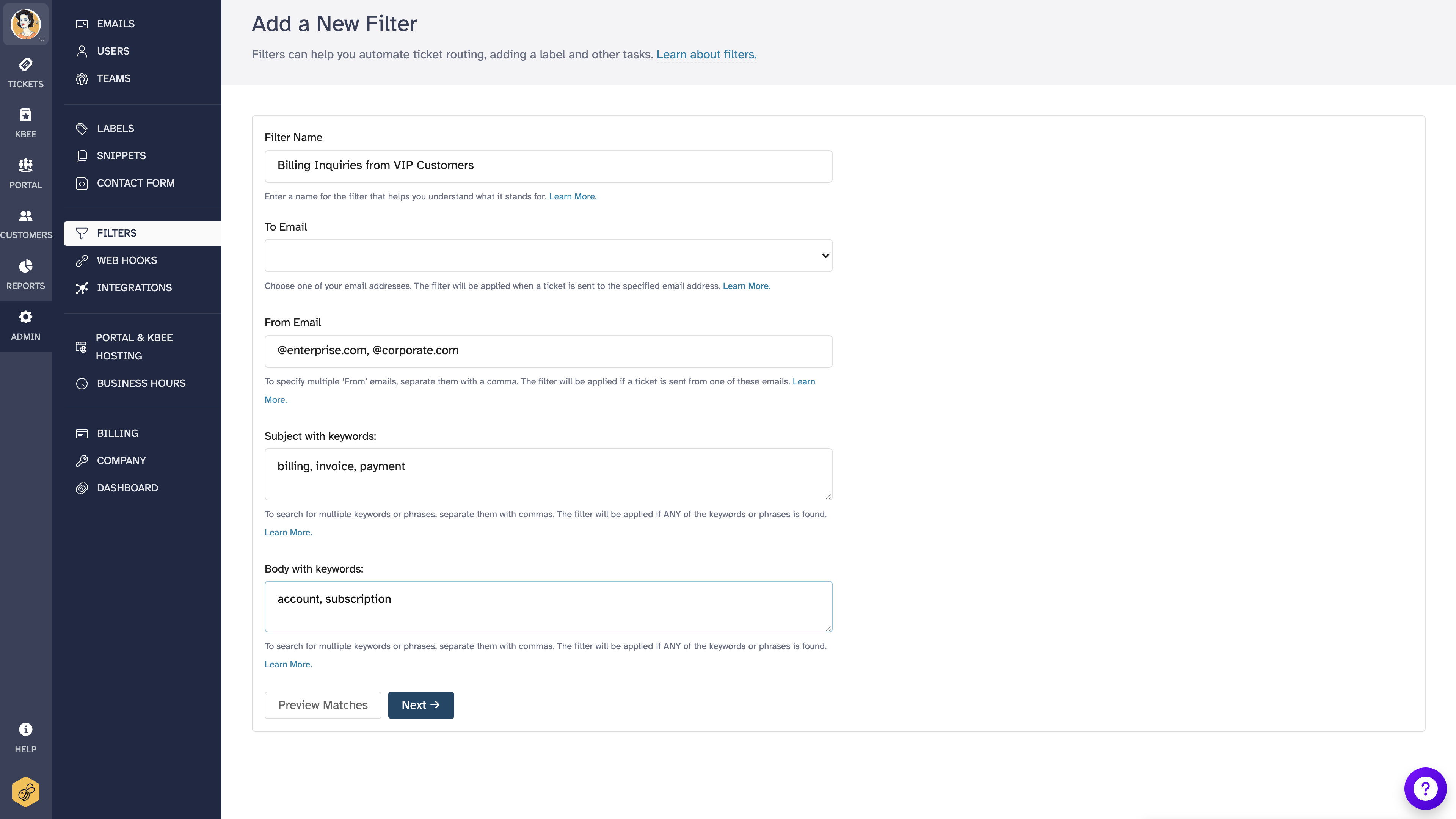 Filter with multiple conditions