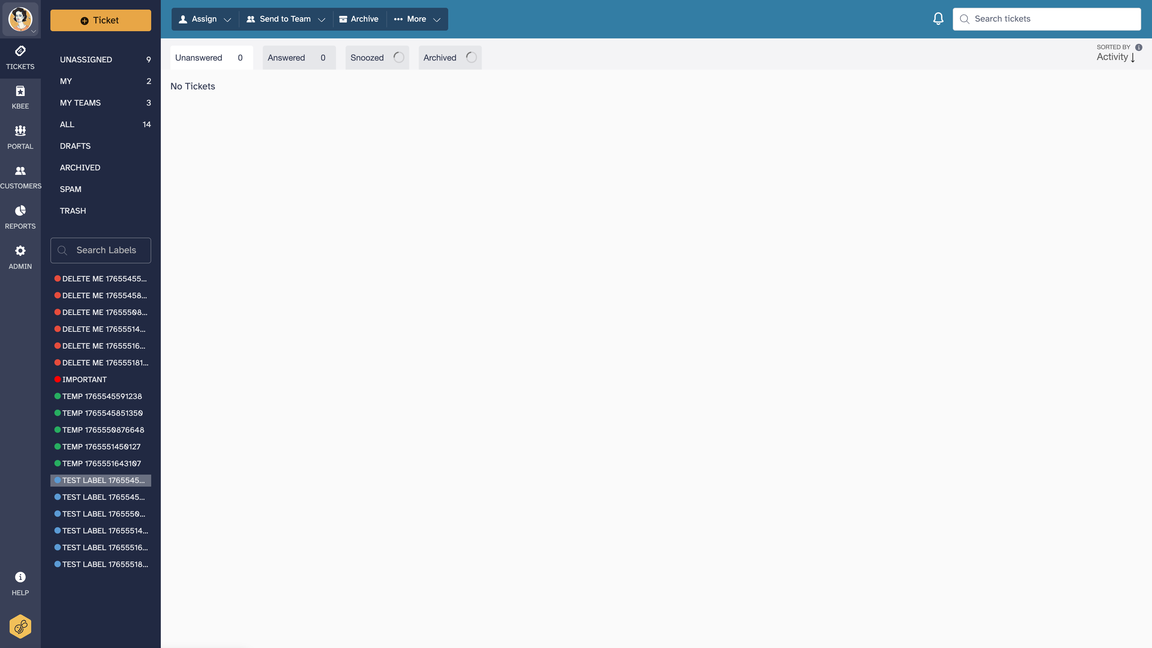 Ticket label dropdown