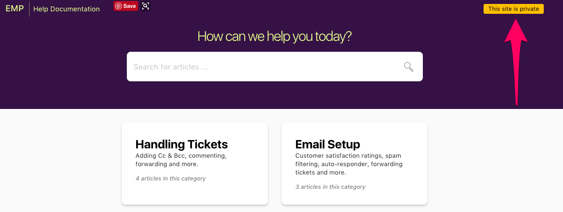 Private site setting